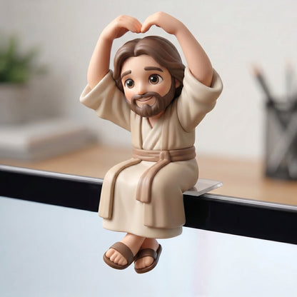 "Jesus is with You" - Adorable Sitting Jesus Monitor Buddy & Desk Decor ✨