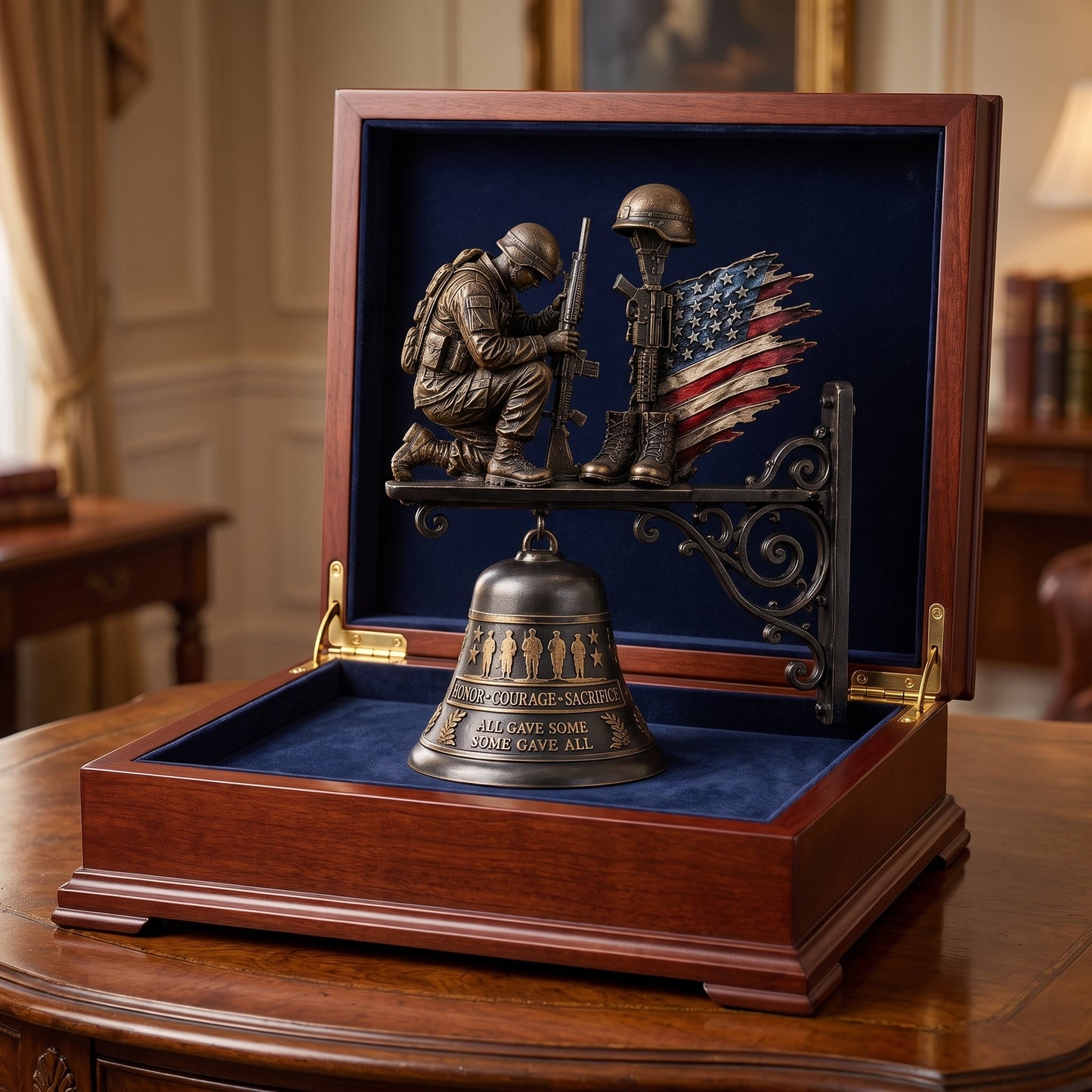 🔔Salute Sacrifice: Veteran Tribute "Honor Courage Sacrifice" Fallen Soldier Wall Bell