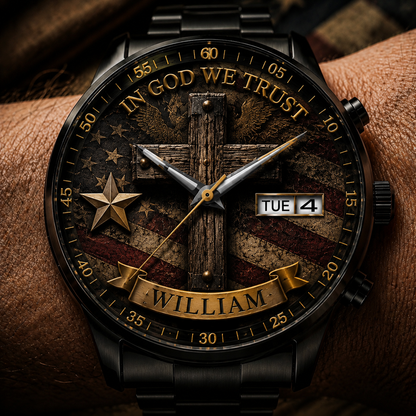 🔥Last Day Promotion-49% OFF✝️ Personalized "Man of God" Premium Watch | A Daily Reminder of Faith & Strength 🦅