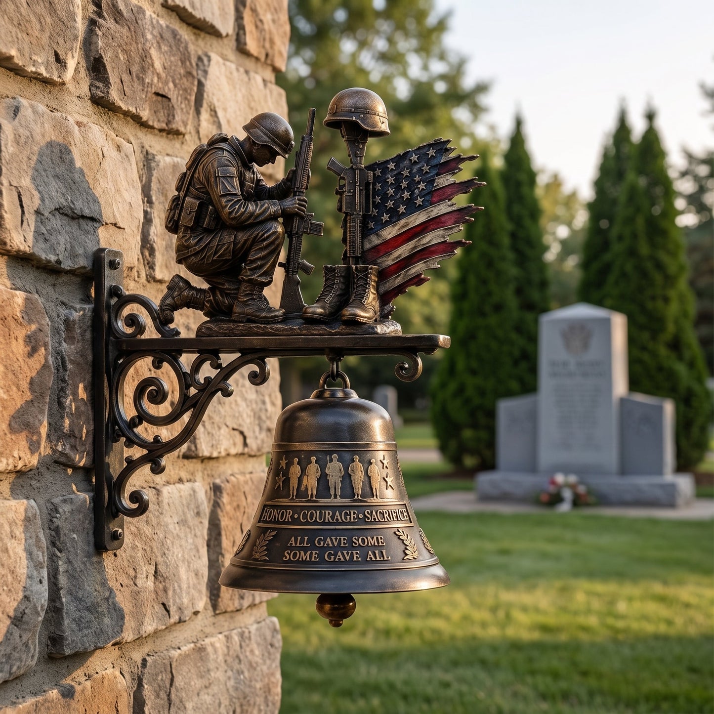 🔔Salute Sacrifice: Veteran Tribute "Honor Courage Sacrifice" Fallen Soldier Wall Bell