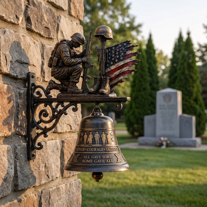 🔔Salute Sacrifice: Veteran Tribute "Honor Courage Sacrifice" Fallen Soldier Wall Bell