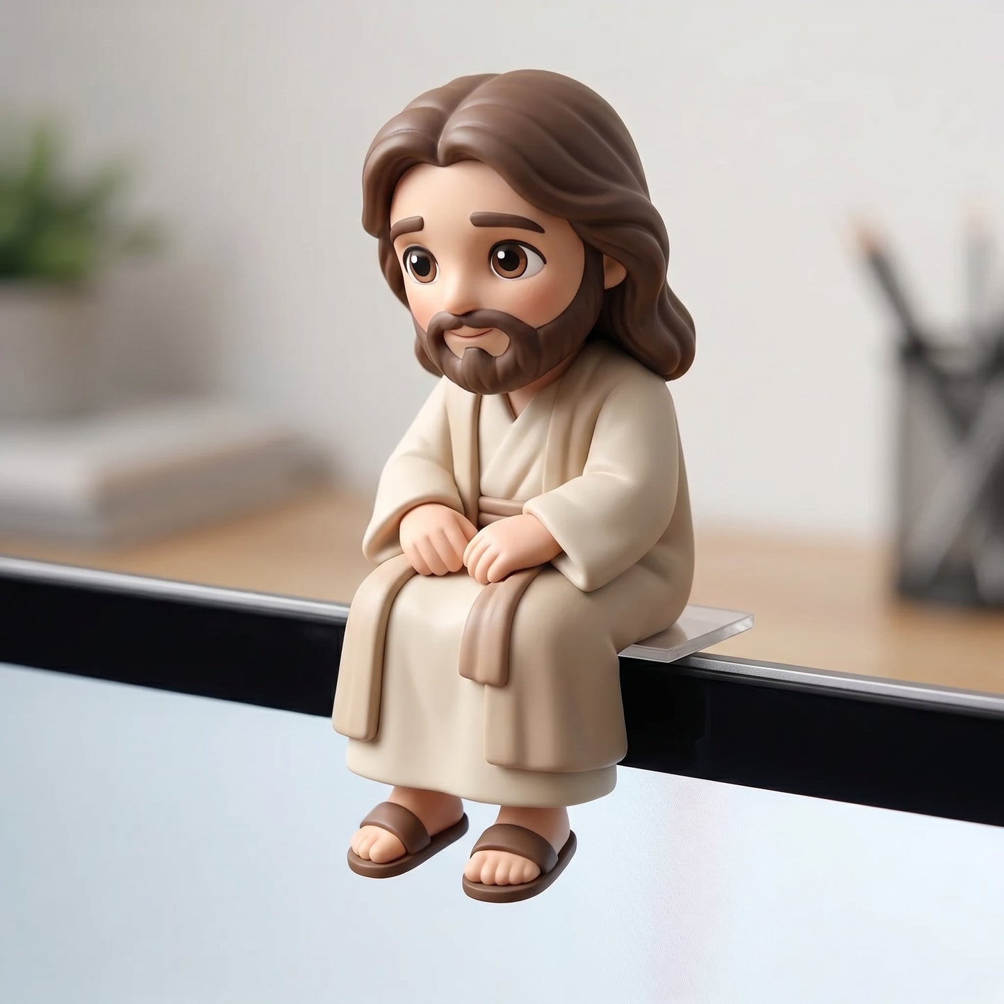 "Jesus is with You" - Adorable Sitting Jesus Monitor Buddy & Desk Decor ✨