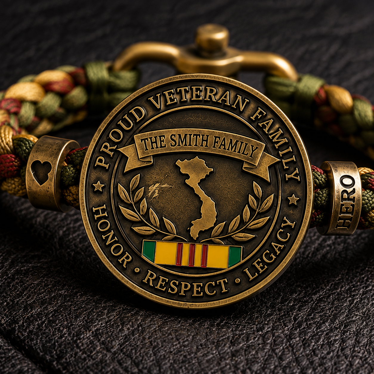 Personalized "Proud Veteran Family" Legacy Bracelet 🇺🇸 | Custom Family Name & Service Tribute