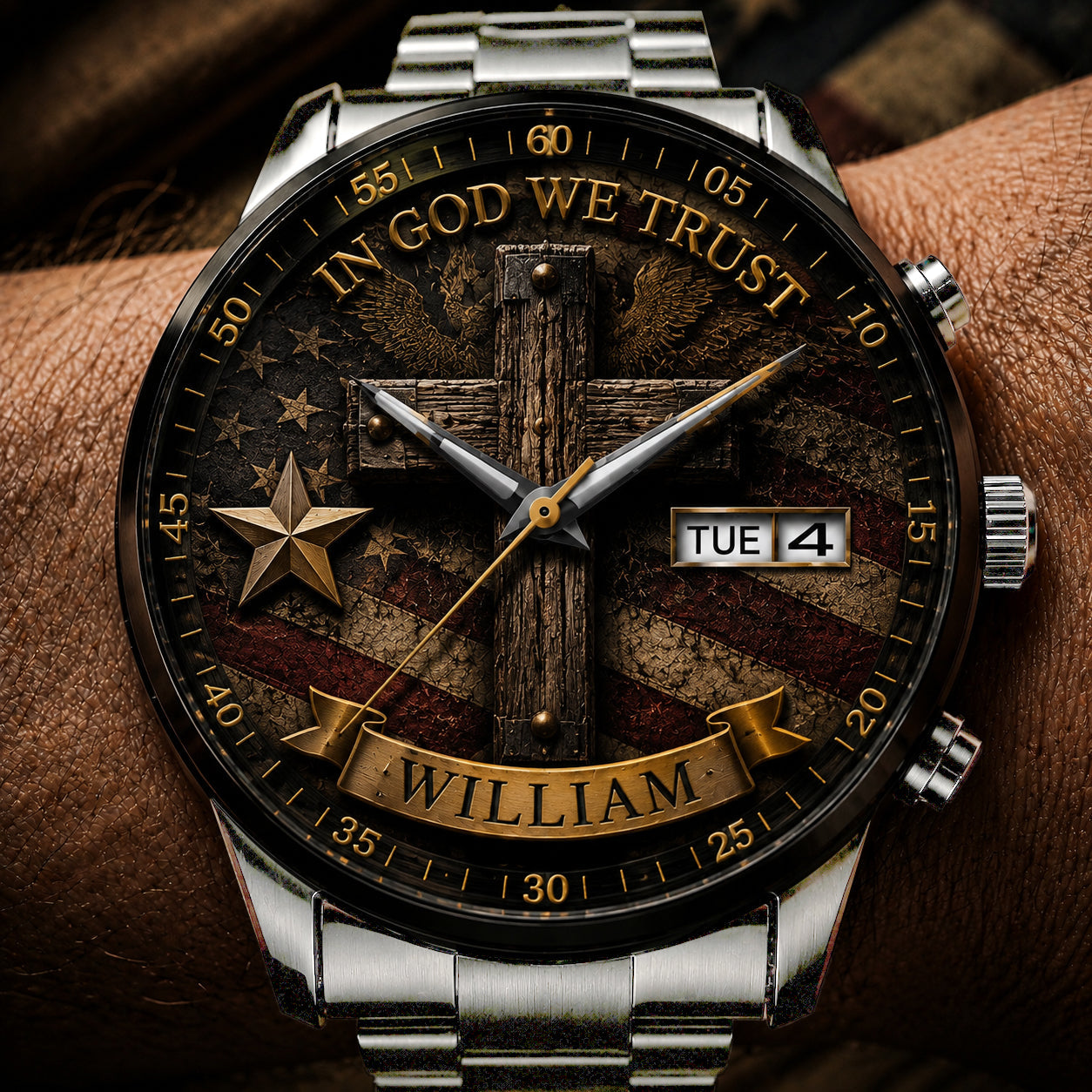 🔥Last Day Promotion-49% OFF✝️ Personalized "Man of God" Premium Watch | A Daily Reminder of Faith & Strength 🦅