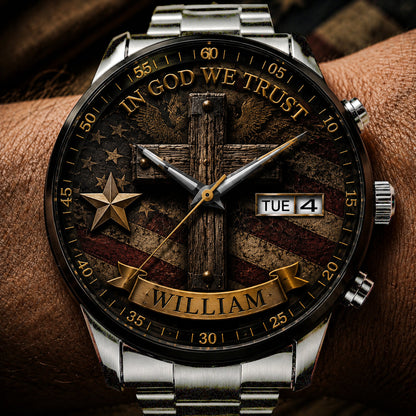 🔥Last Day Promotion-49% OFF✝️ Personalized "Man of God" Premium Watch | A Daily Reminder of Faith & Strength 🦅