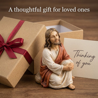 🌟 "Quiet Moments" Sitting Jesus Figurine | Your Everyday Desk & Home Companion 🕊️