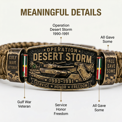 Operation Desert Storm Veteran Paracord Bracelet, Gulf War Service Memorial Honor Wristband