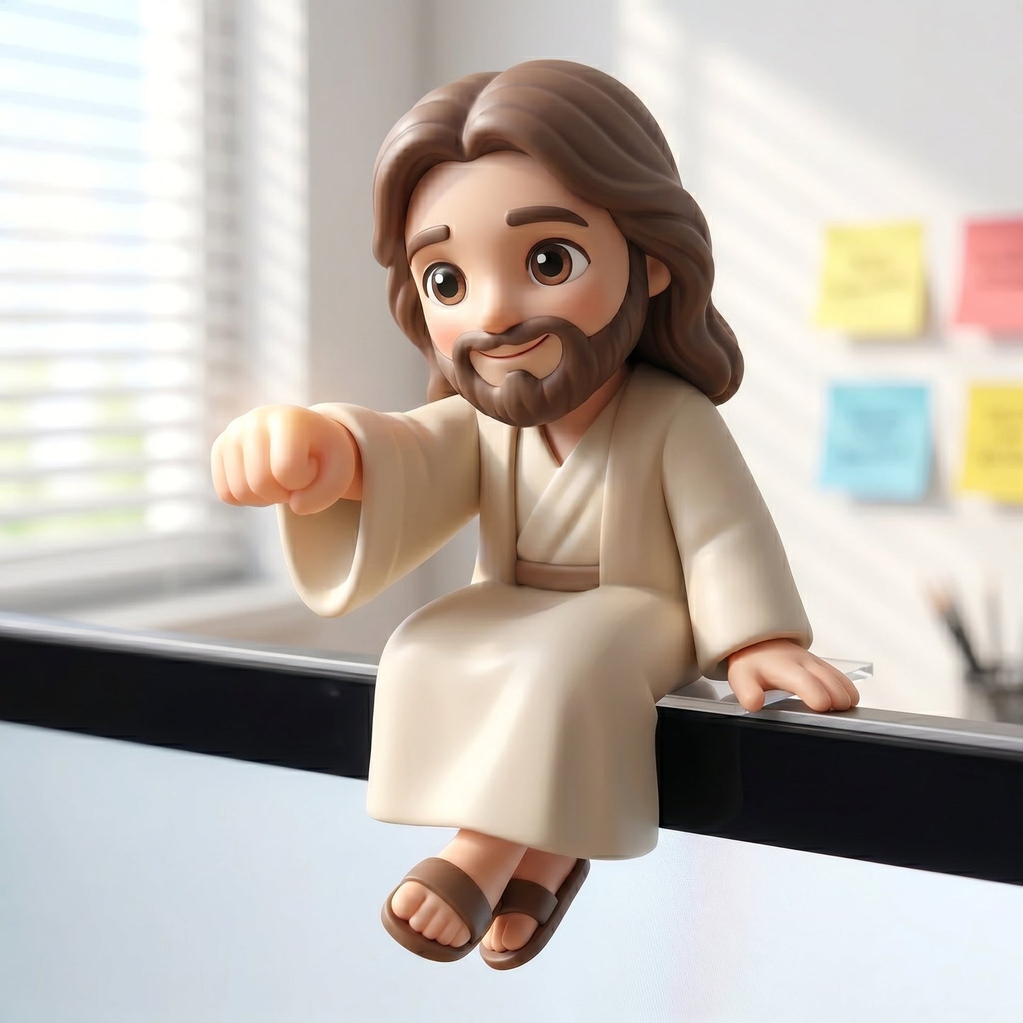 "Jesus is with You" - Adorable Sitting Jesus Monitor Buddy & Desk Decor ✨