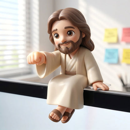 "Jesus is with You" - Adorable Sitting Jesus Monitor Buddy & Desk Decor ✨