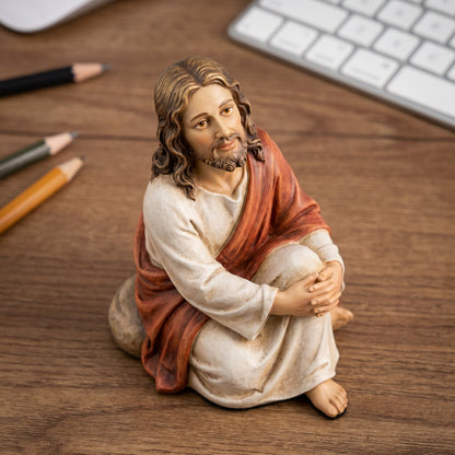 🌟 "Quiet Moments" Sitting Jesus Figurine | Your Everyday Desk & Home Companion 🕊️