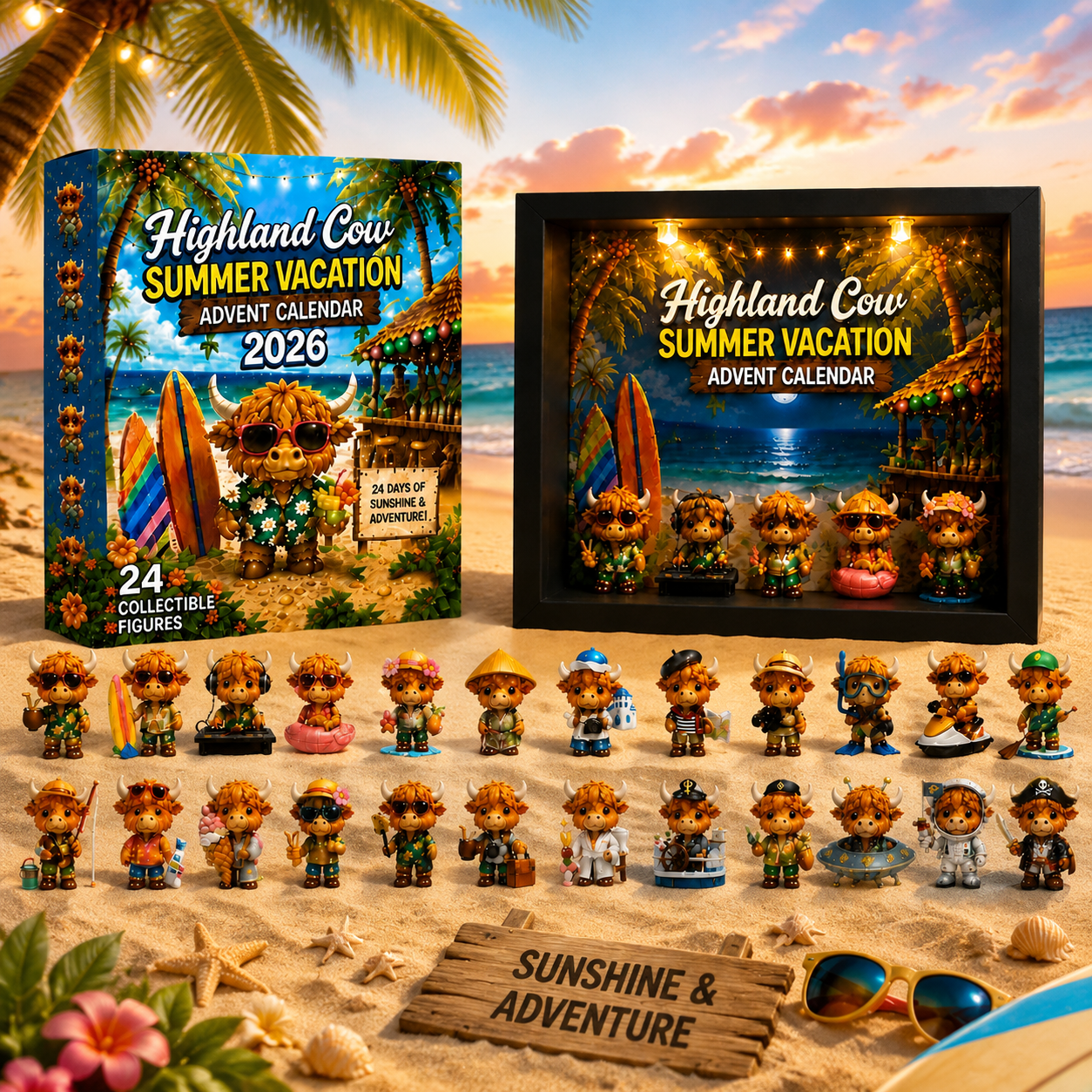Highland Cow Summer Vacation Advent Calendar 2026