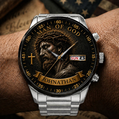 🔥Last Day Promotion-49% OFF✝️ Personalized "Man of God" Premium Watch | A Daily Reminder of Faith & Strength 🦅