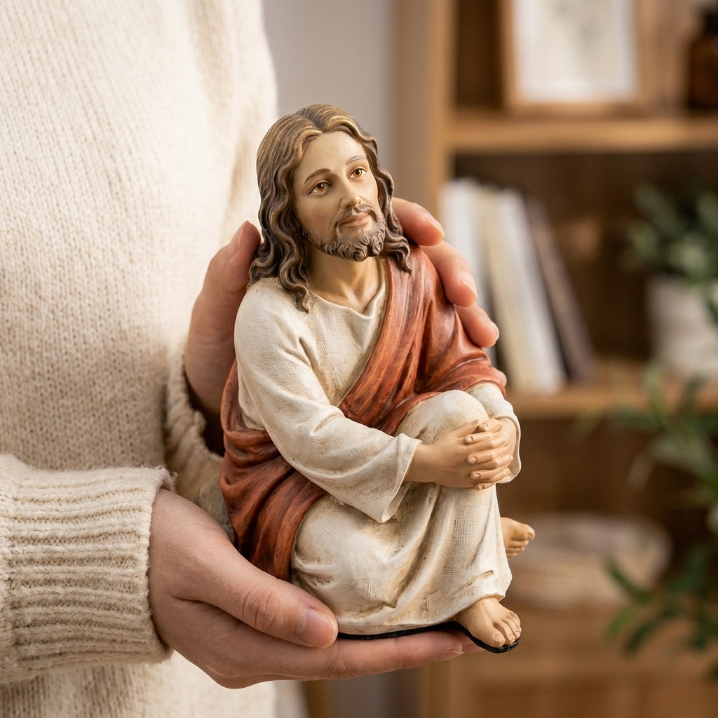 🌟 "Quiet Moments" Sitting Jesus Figurine | Your Everyday Desk & Home Companion 🕊️