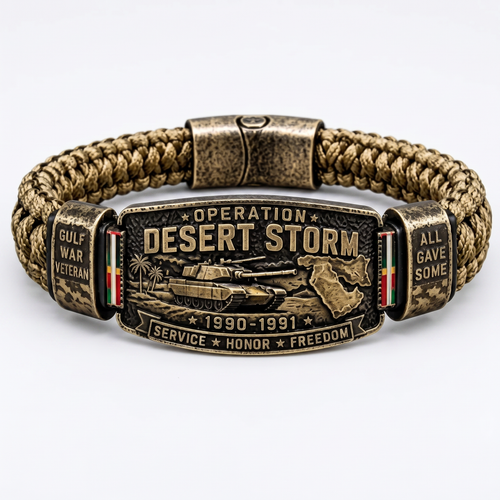 Operation Desert Storm Veteran Paracord Bracelet, Gulf War Service Memorial Honor Wristband