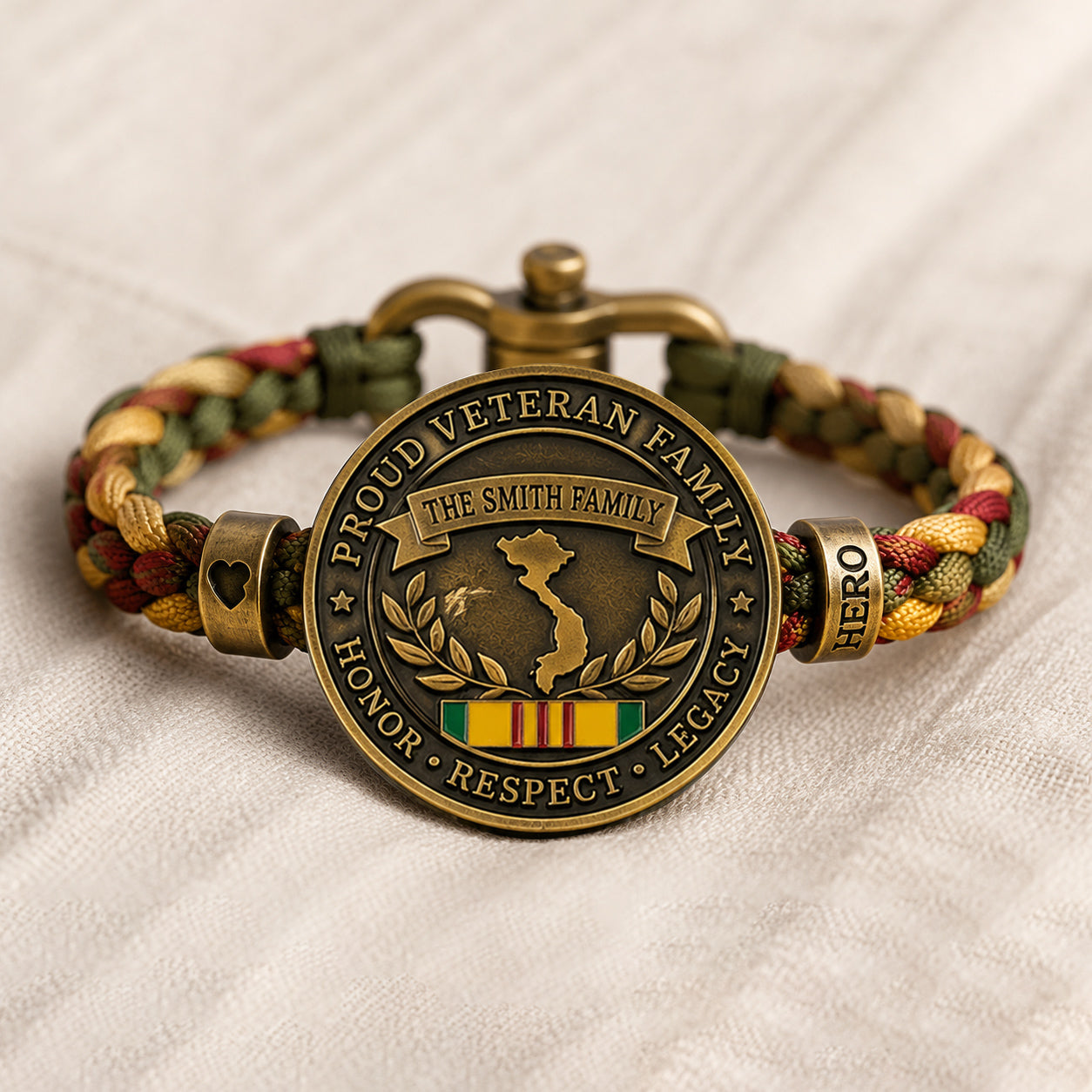 Personalized "Proud Veteran Family" Legacy Bracelet 🇺🇸 | Custom Family Name & Service Tribute