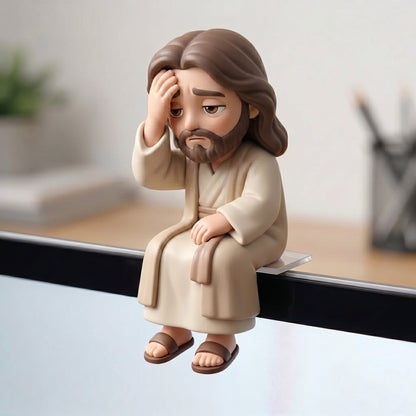 "Jesus is with You" - Adorable Sitting Jesus Monitor Buddy & Desk Decor ✨