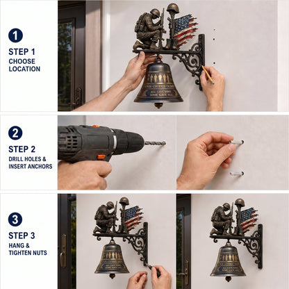🔔Salute Sacrifice: Veteran Tribute "Honor Courage Sacrifice" Fallen Soldier Wall Bell