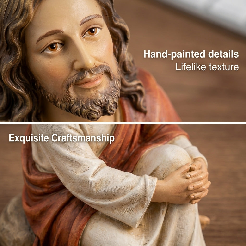 🌟 "Quiet Moments" Sitting Jesus Figurine | Your Everyday Desk & Home Companion 🕊️