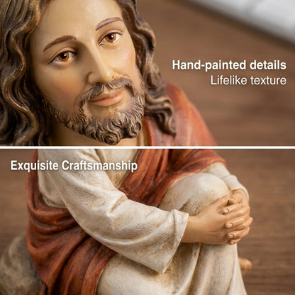 🌟 "Quiet Moments" Sitting Jesus Figurine | Your Everyday Desk & Home Companion 🕊️