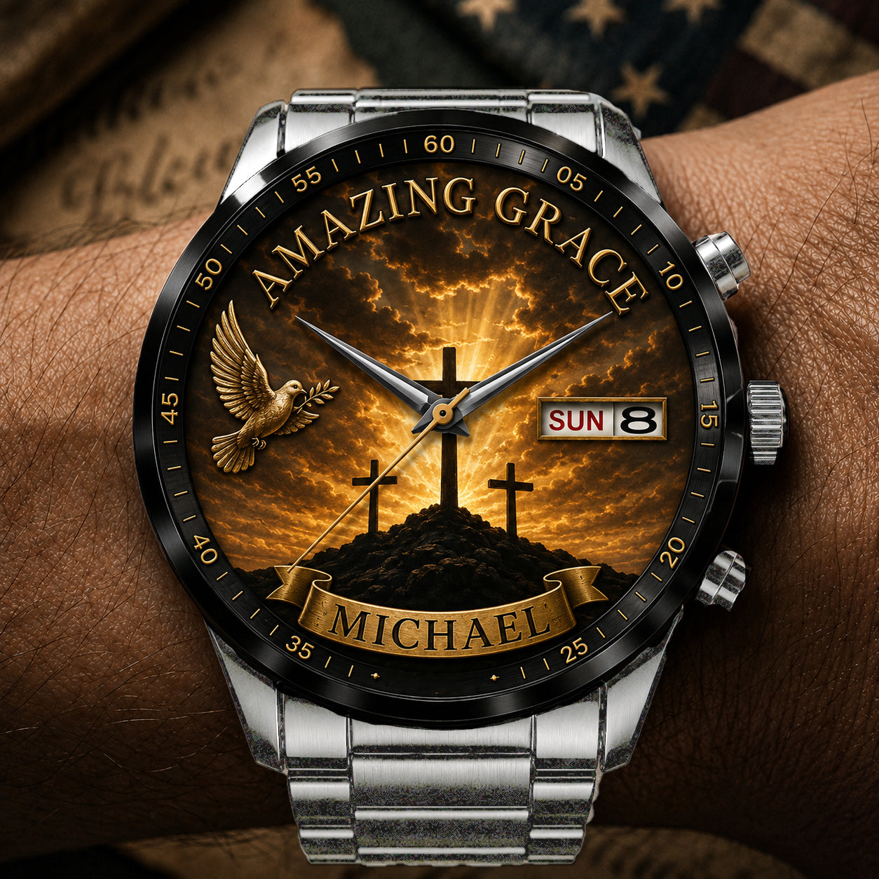 🔥Last Day Promotion-49% OFF✝️ Personalized "Man of God" Premium Watch | A Daily Reminder of Faith & Strength 🦅