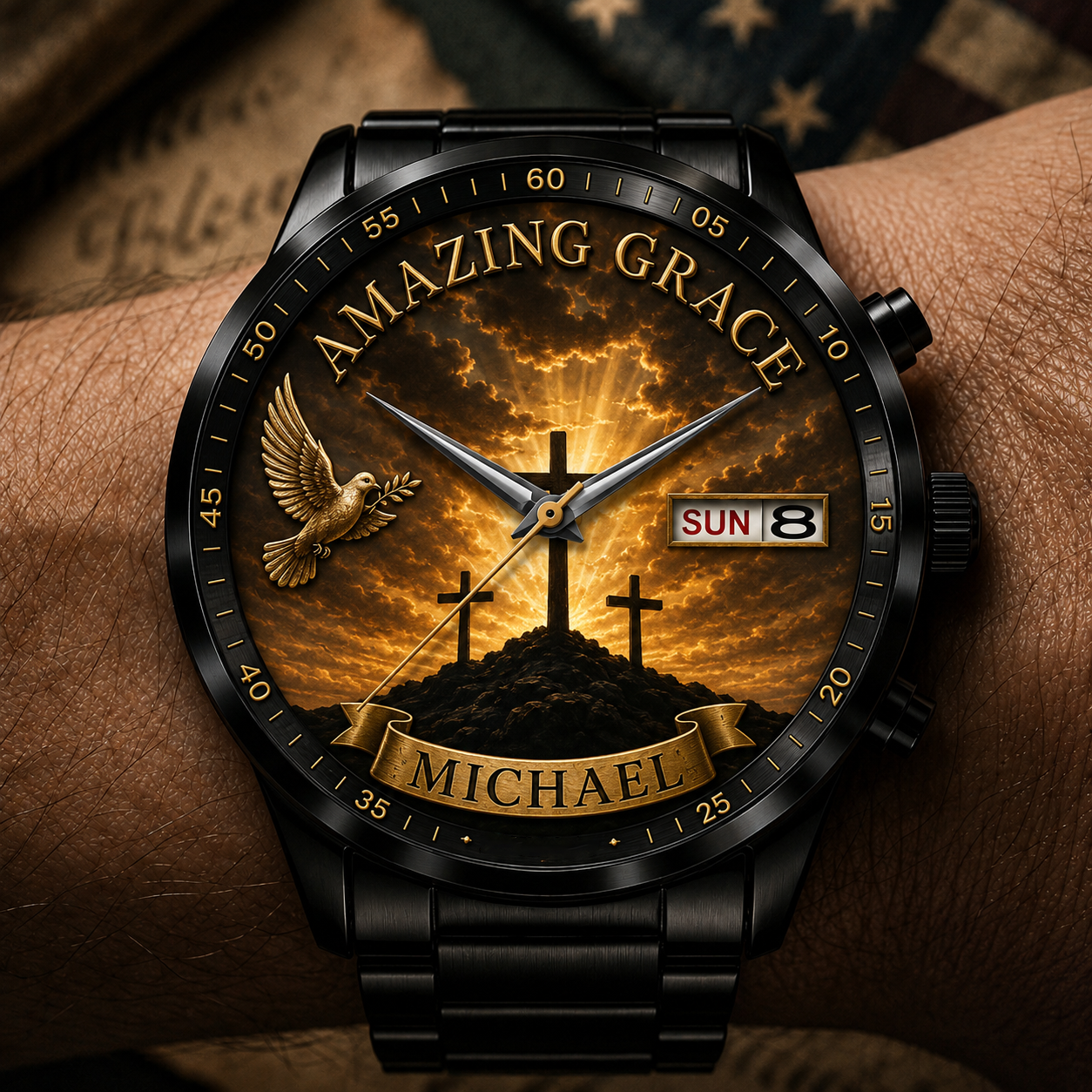 🔥Last Day Promotion-49% OFF✝️ Personalized "Man of God" Premium Watch | A Daily Reminder of Faith & Strength 🦅