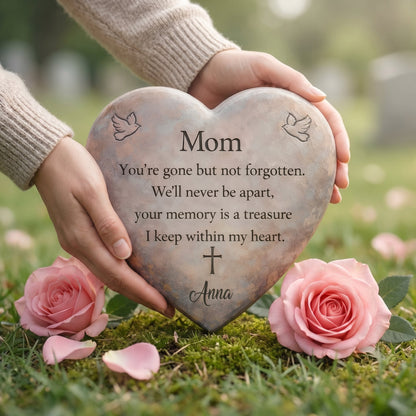 Personalized "Mom" Heart Memorial Stone 🕊️ | Sympathy Garden Plaque | In Loving Memory Tribute