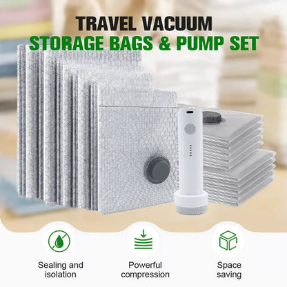 Cordless Travel Vacuum Storage Compression Bag Set