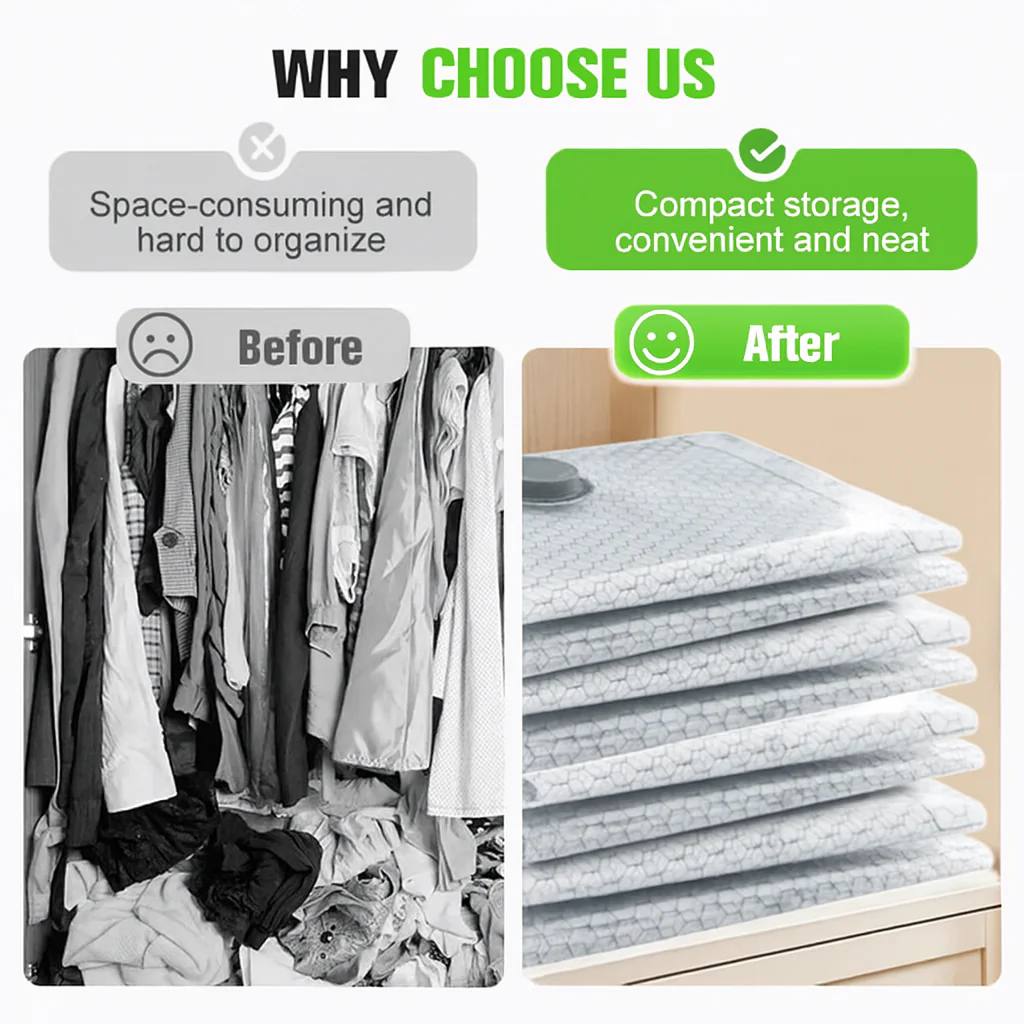 Cordless Travel Vacuum Storage Compression Bag Set