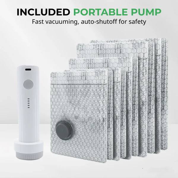 Cordless Travel Vacuum Storage Compression Bag Set