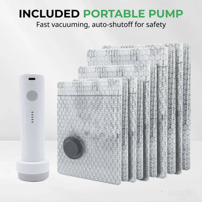 Cordless Travel Vacuum Storage Compression Bag Set