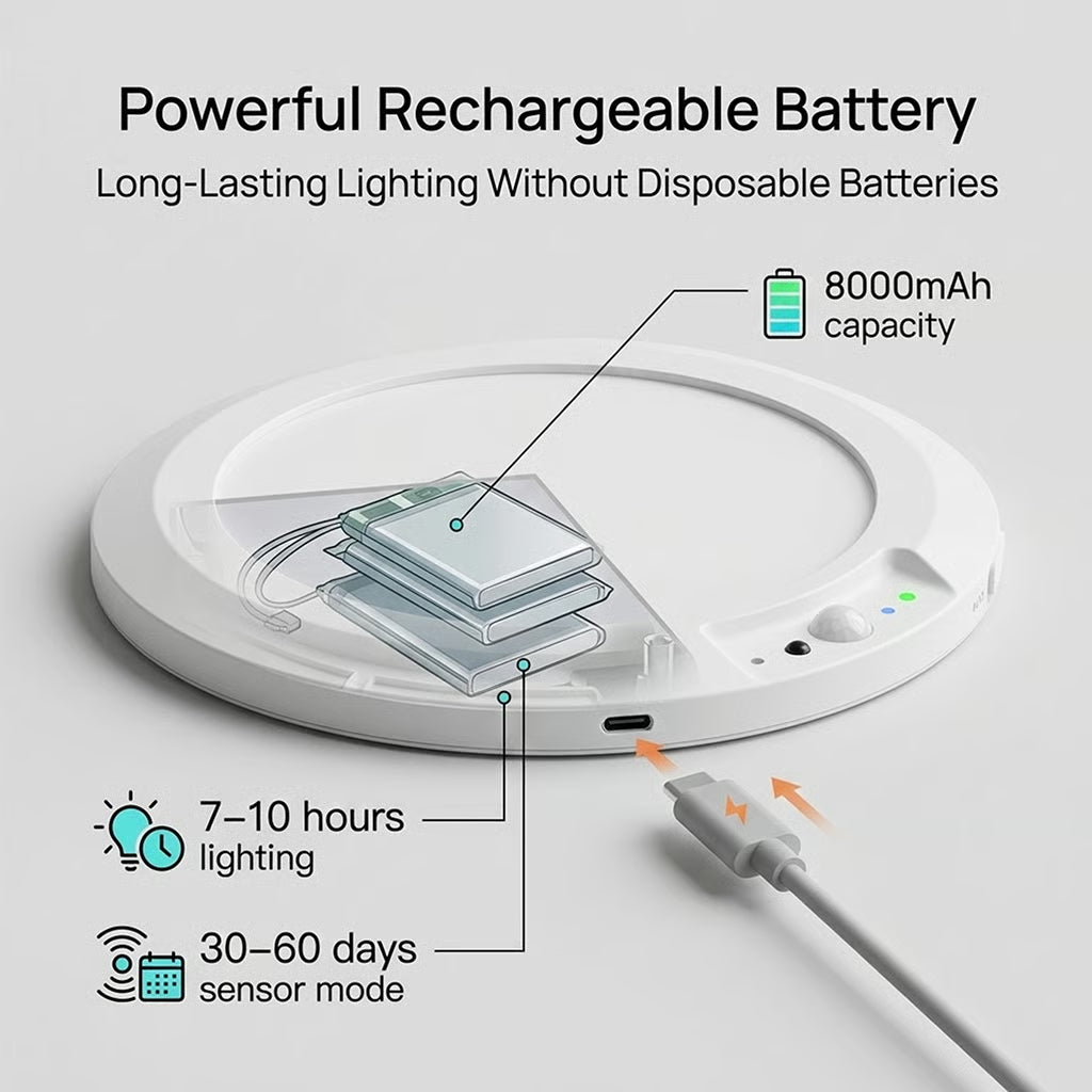 💡 Rechargeable Motion Sensor Ceiling Light with Remote
