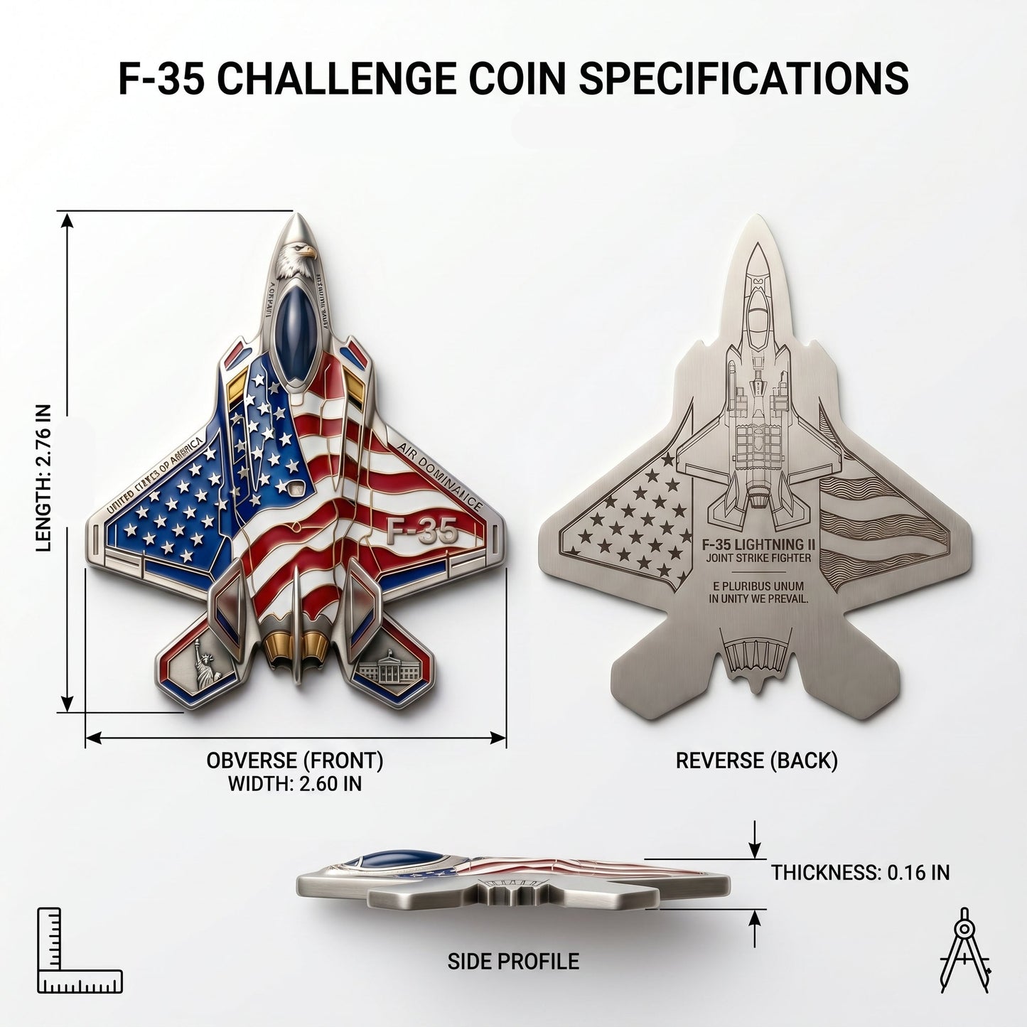 ✈️F-35 Lightning II Fighter Alien Commemorative Coin🔥,🌟 US Air Force Military Collection Commemorative Medal, 🌟Metal Relief Enamel Craft, Military Fans Gift🎁
