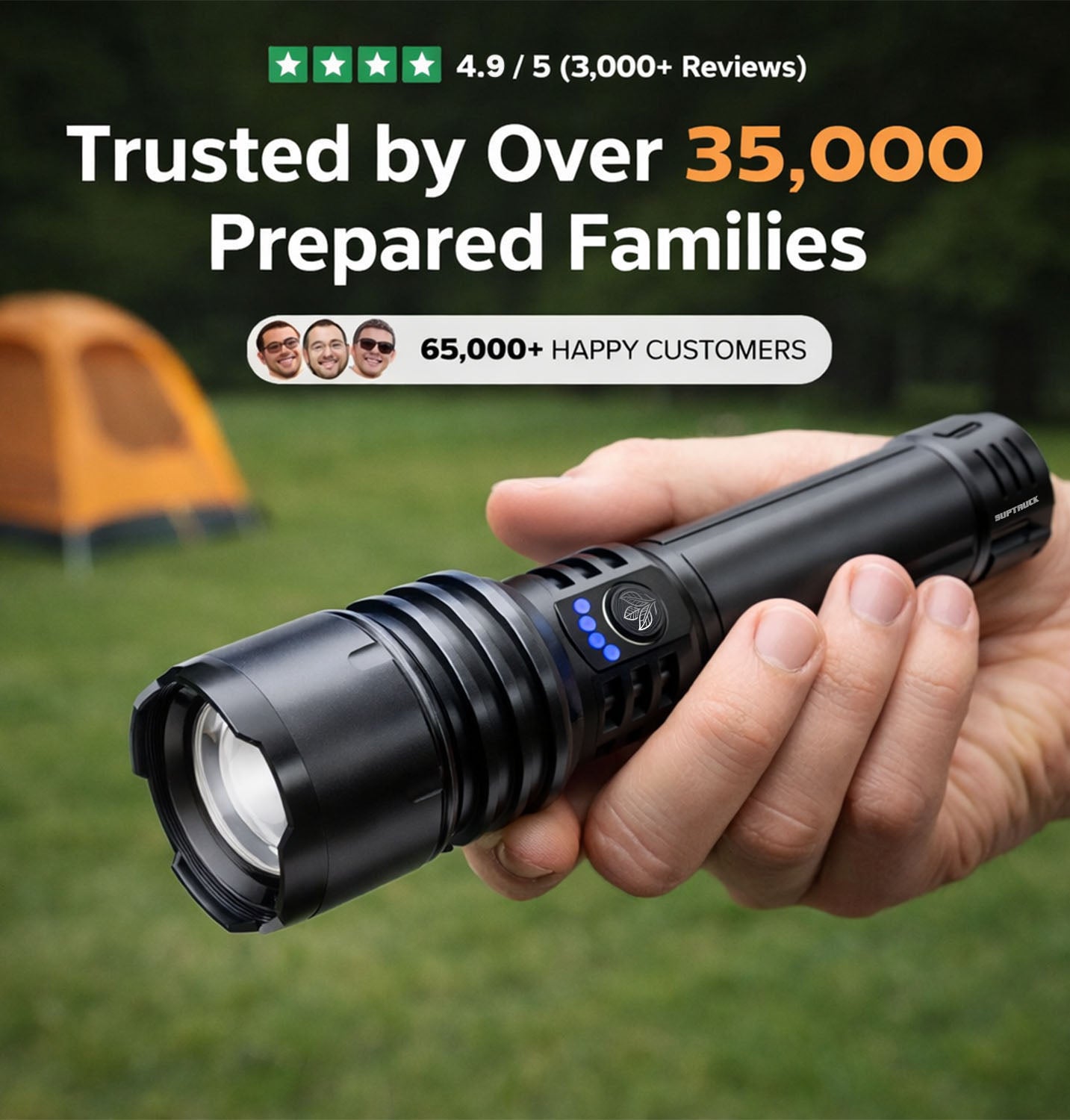 Super Bright Ultimate LED Tactical Flashlight, 80X Brightness, 50H Battery