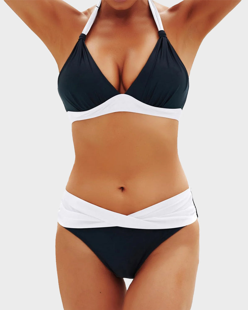 Vintage Halter Neck Bikini Swimsuit Set